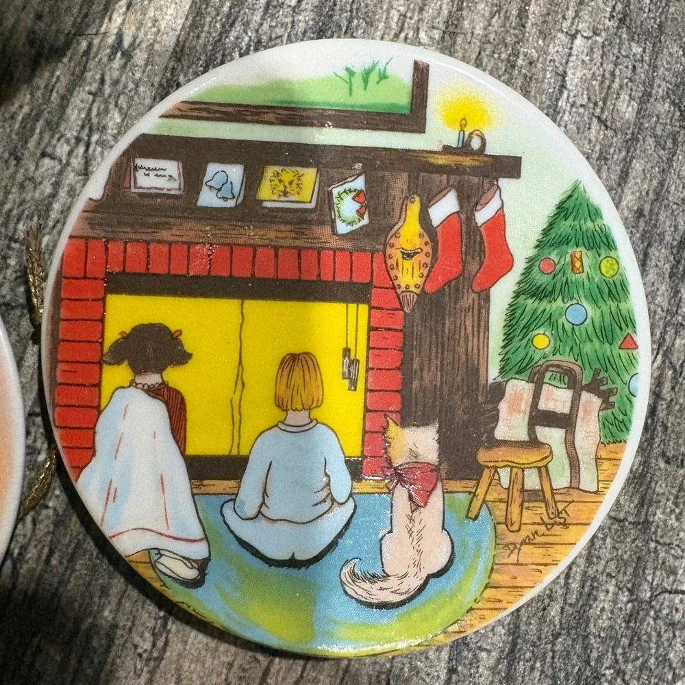 Vintage 1989 Lillian Vernon Porcelain Mini Plate Ornaments Set 3 2572 Christmas